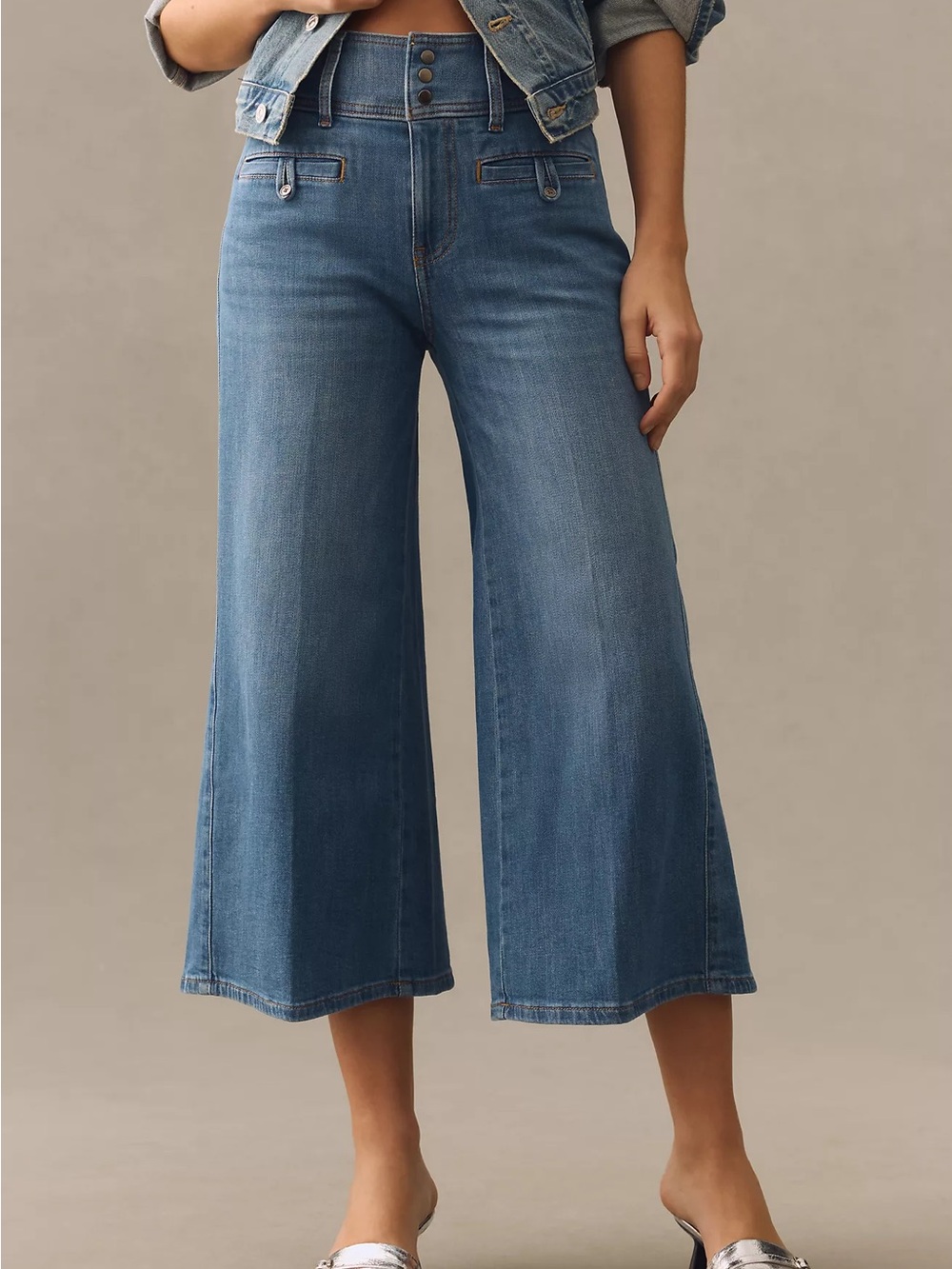 Pilcro Wide-Leg Crop Trouser Jeans Size 26